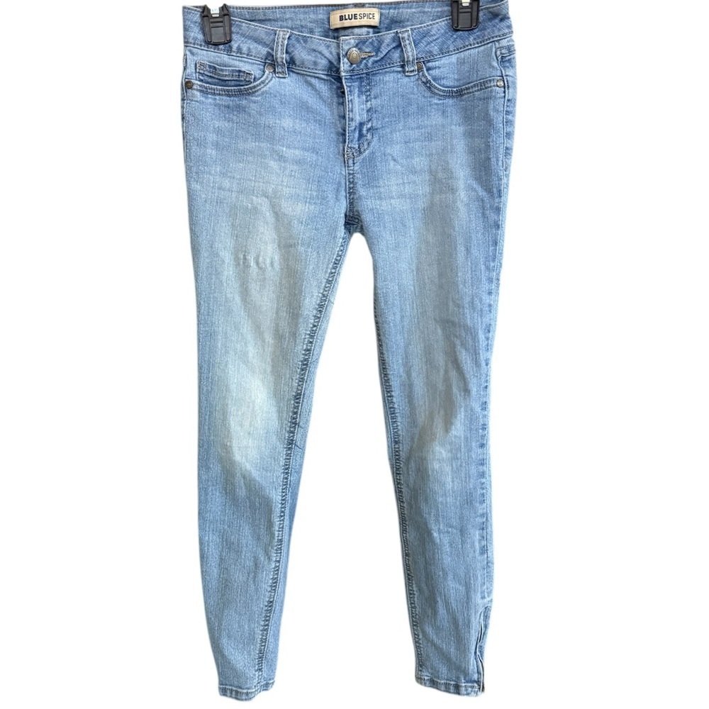 Blue Spice Skinny Blue Jeans with Distressed Wash